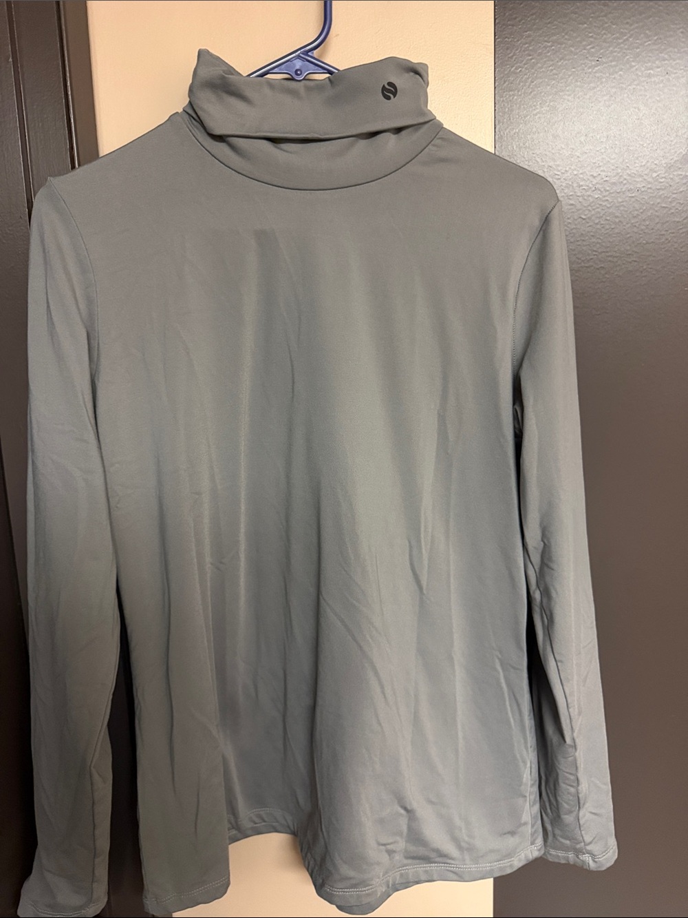 Women's Grey Thermal Fleece-Lined Turtleneck Winter Top